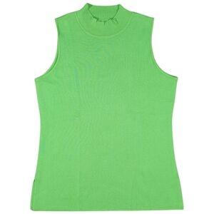 Misook Knit Tank Top Womens Small Green Apple Mock Neck Sleeveless Shell Stretch